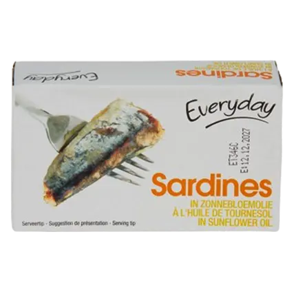 Sardinas en aceite de girasol, 125g/4.4oz